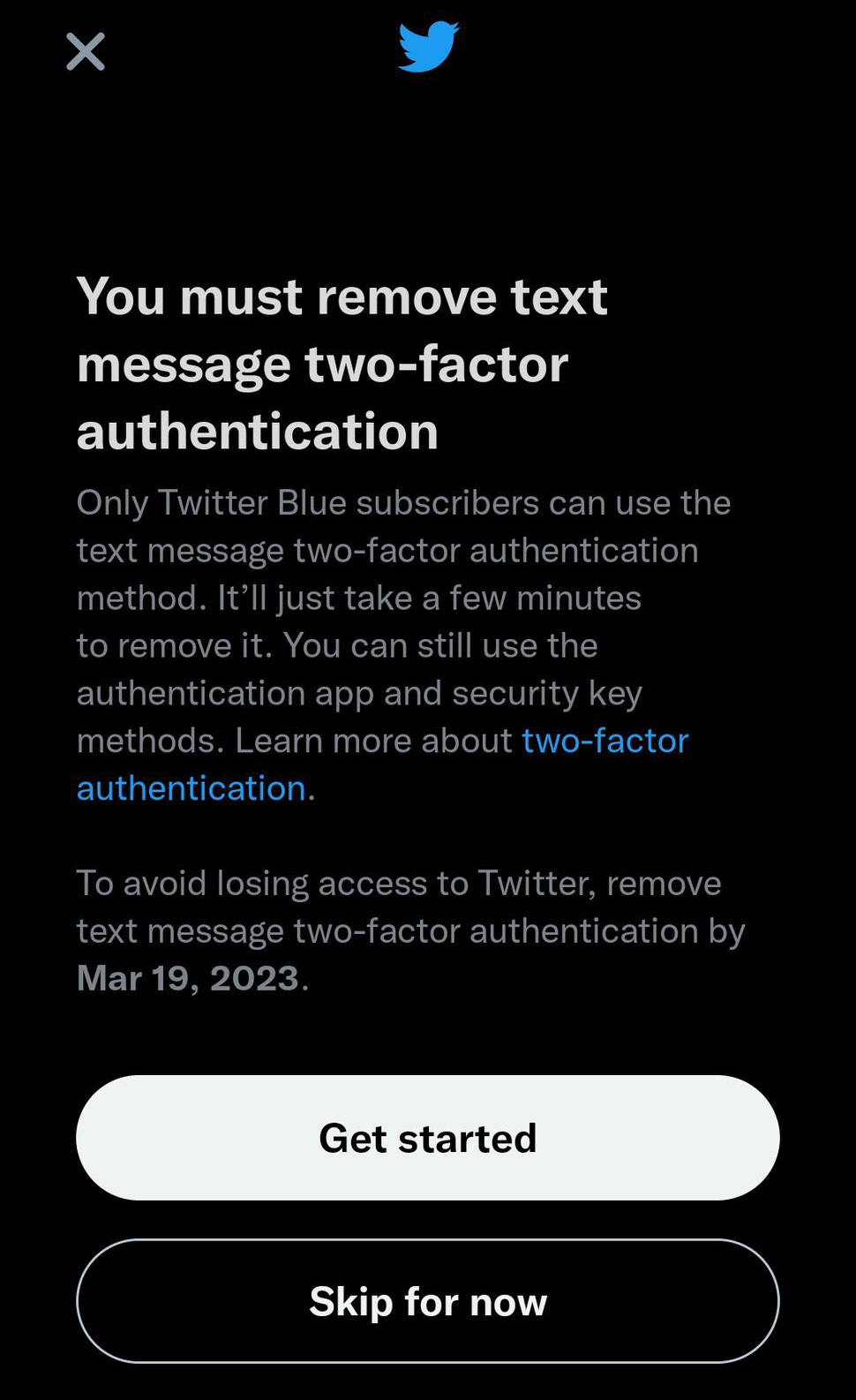 » Twitter’s twofactor authentication change